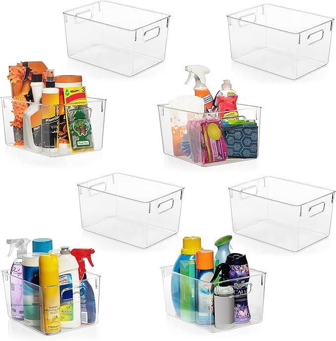 ClearSpace Clear Plastic Storage Bins – Pantry Organizers & Storage Containers, Cabinet Organizer - Home Organization Must Haves for Kitchen, Laundry Room, Office, Closet, Garage & Freezer - ModernBath