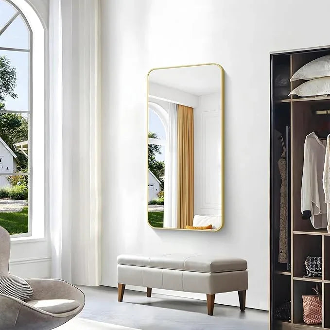 Gold Bathroom Mirror,24x48 inch Wall Mirror for Bathroom Wall Mounted,Round Rectangle Mirror for Bathroom Over Sink,Modern Frame for Home Decor Living Room,Bedroom Entryway,Horizontal/Vertical - ModernBath