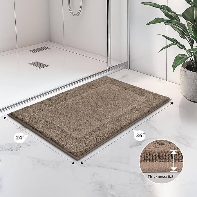 anllugs Bathroom Rugs 24" x 36", Non-Slip Extra Soft Absorbent Bath Rugs, Machine Washable Quick Dry Bath Mats for Bathroom Floor, Shower, Bathtub and Sink, Grayish Brown & Coffee - ModernBath