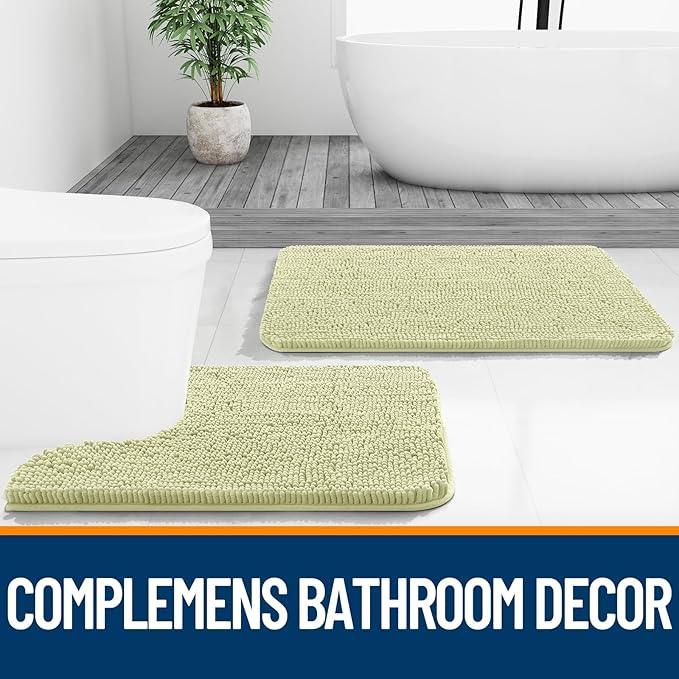 OLANLY Bathroom Rugs 36x24, Extra Soft Absorbent Chenille Bath Rugs, Rubber Backing Quick Dry, Machine Washable Bath Mats for Bathroom Floor, Tub and Shower, Home Decor Accessories, Vanilla - ModernBath