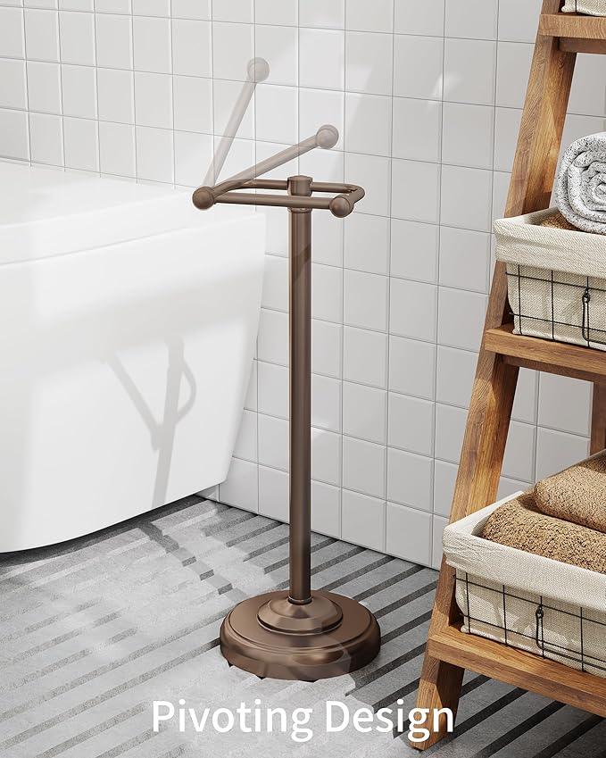 Toilet Paper Holder Stand, Bronze Toilet Paper Holder Free Standing, Post Pivoting Design & Stable Weighted Base SUS304 Stainless Steel for Bathroom (Mega Roll) - ModernBath