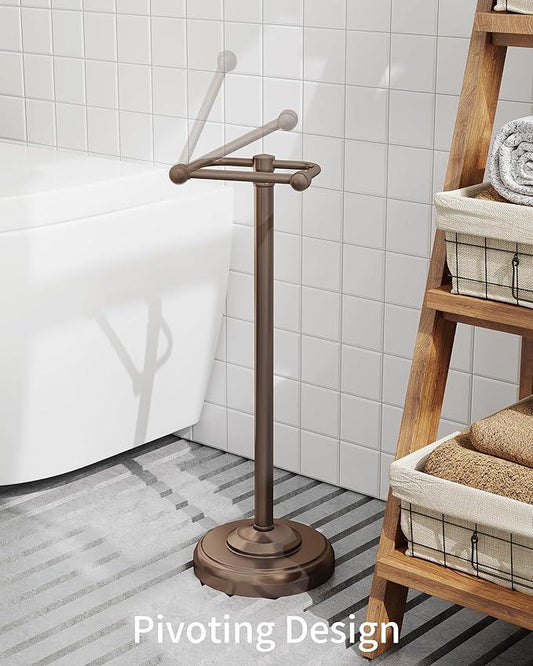Toilet Paper Holder Stand, Bronze Toilet Paper Holder Free Standing, Post Pivoting Design & Stable Weighted Base SUS304 Stainless Steel for Bathroom (Mega Roll) - ModernBath