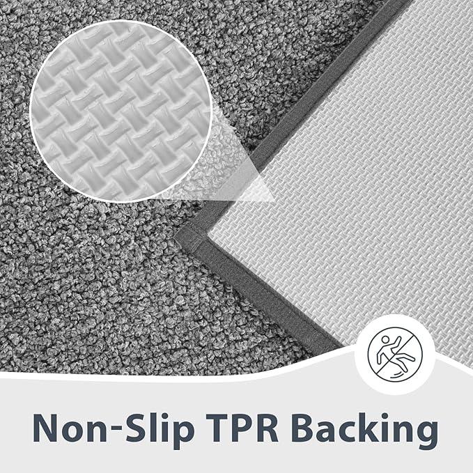 anllugs Bathroom Rugs 30" x 46", Non-Slip Extra Soft Absorbent Bath Rugs, Machine Washable Quick Dry Bath Mats for Bathroom Floor, Shower, Bathtub and Sink, Grey & Dark Grey - ModernBath