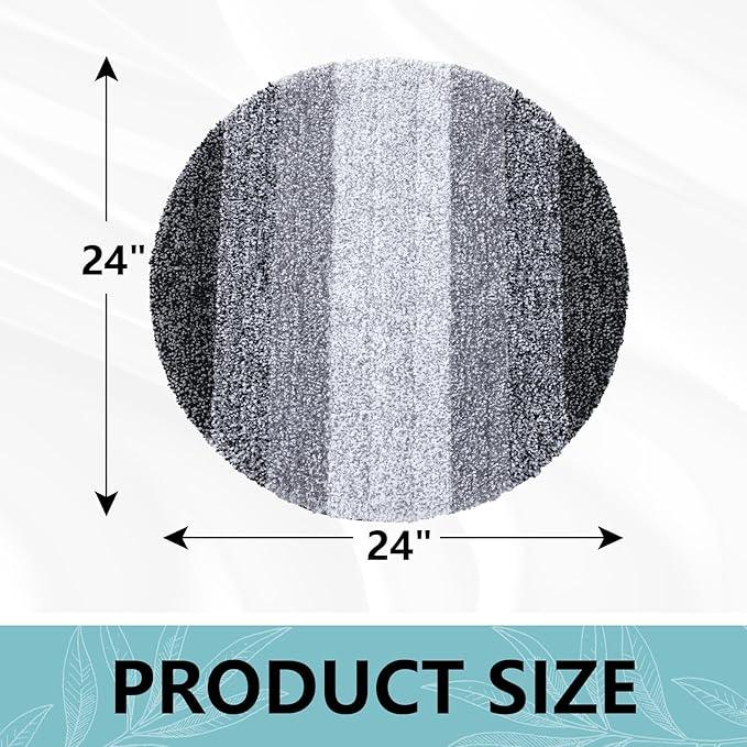 Arotive Microfiber Bathroom Rugs, Shaggy Soft and Absorbent Bath Rug, Non-Slip, Thick Plush Machine Washable Dry Bath Mats for Bathroom, Tub and Shower, 24x24, Black, Round - ModernBath