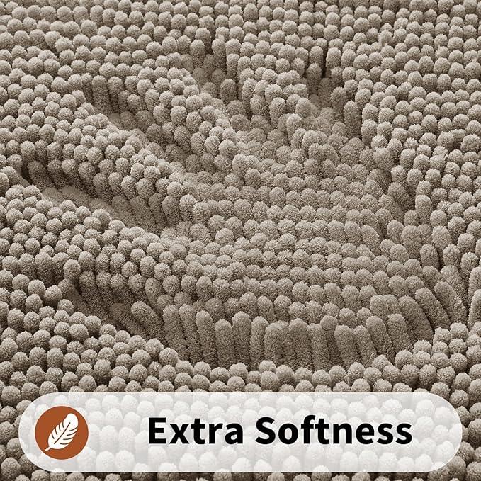Yimobra Toilet Rugs U Shaped Washable - 24"x20" Non Slip Plush Contour Bath Rugs for Toilet - Super Soft Absorbent Quick Dry Toilet Mats for Bathroom,Camel - ModernBath