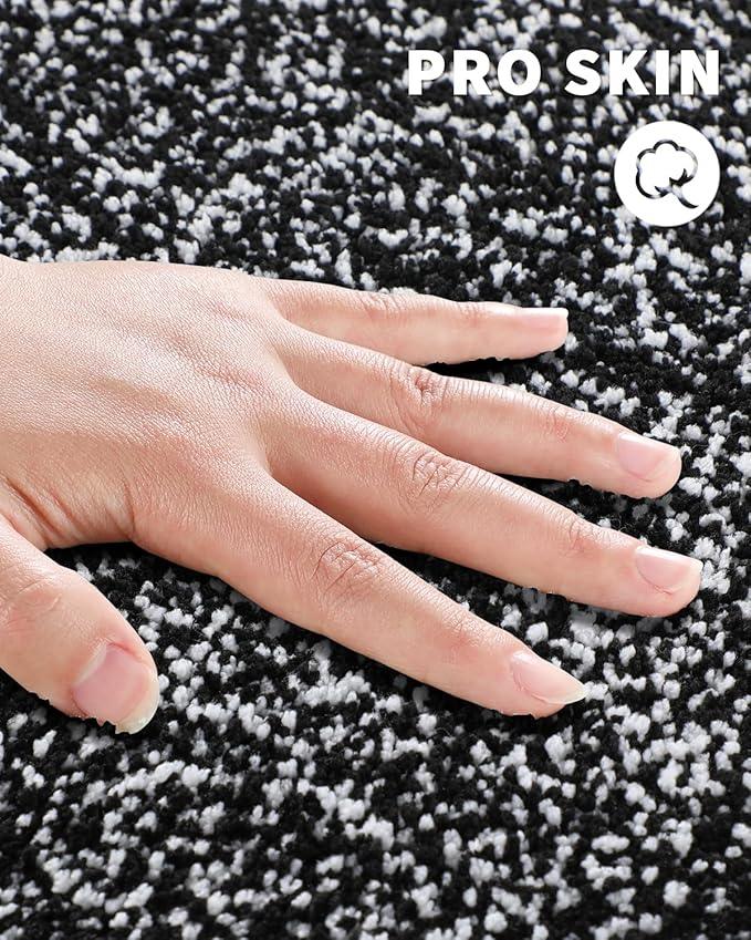 Yimobra Long Bathroom Rug Non Slip Washable, Soft Absorbent Microfiber Bath Mat, Dual-Tone Decor Rug with Rubber Backing for Bathroom Floor,Tub and Shower,47x24,Home Essentials,Black and White - ModernBath