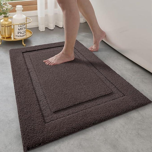LUMI Ultra Soft Bathroom Rugs Non Slip with Rubber Backing, Absorbent Washable Bath Mat Quick Dry, Upgraded Premium Microfiber Plush Carpet for Bathtub and Shower Floor, Brown, 17x30 - ModernBath