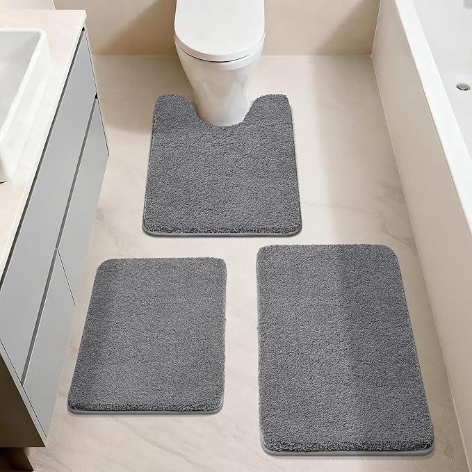 COSY HOMEER Extra Thick Bath Rugs for Bathroom - Anti-Slip Bath Mats Soft Plush Yarn Shaggy 100% Strong Mirco Polyeste Mat Living Room Bedroom Mat Floor Water Absorbent(Dark Grey,16x24 - Inches) - ModernBath