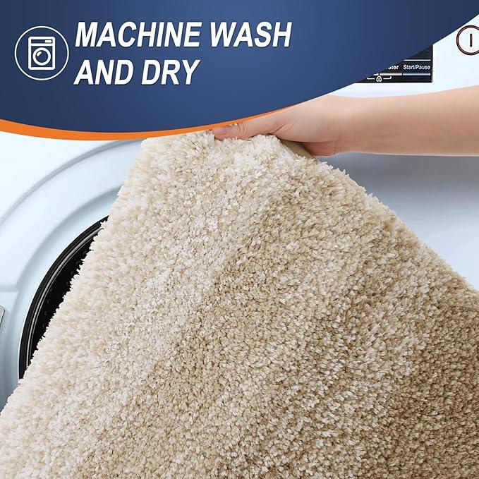OLANLY Bathroom Rugs Mat 30x20, Extra Soft Absorbent Microfiber Bath Rugs, Rubber Backing, Quick Dry, Machine Washable Bath Mats for Bathroom Floor, Tub and Shower, Home Decor Accessories, Tan - ModernBath