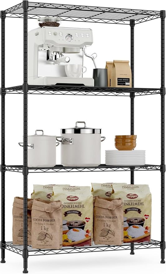 M MZG 1000 lbs Storage Shelving Steel Heavy Duty 4-Tier Utility Shelving Unit Steel Organizer Wire Rack for Home,Kitchen,Office (13.7" D x 29.5" W x 47.2" H)