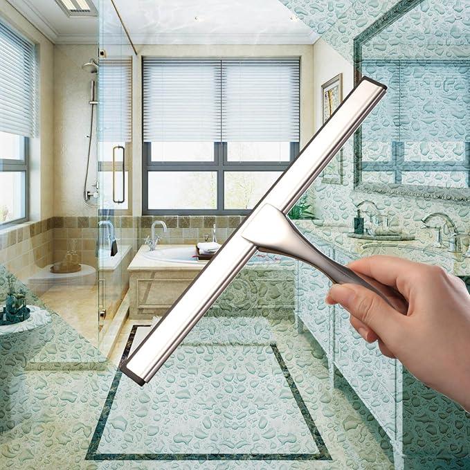 Hiware All-Purpose Shower Squeegee for Shower Doors, Bathroom, Window and Car Glass - Stainless Steel, 12 Inches - ModernBath
