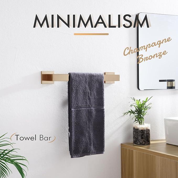 KOKOSIRI 12-Inch Towel Bar for Bathroom Kitchen Towel Holder Wall Mounted SUS304 Stainless Steel Towels Rack, Champagne Bronze B4003CPG-L12 - ModernBath