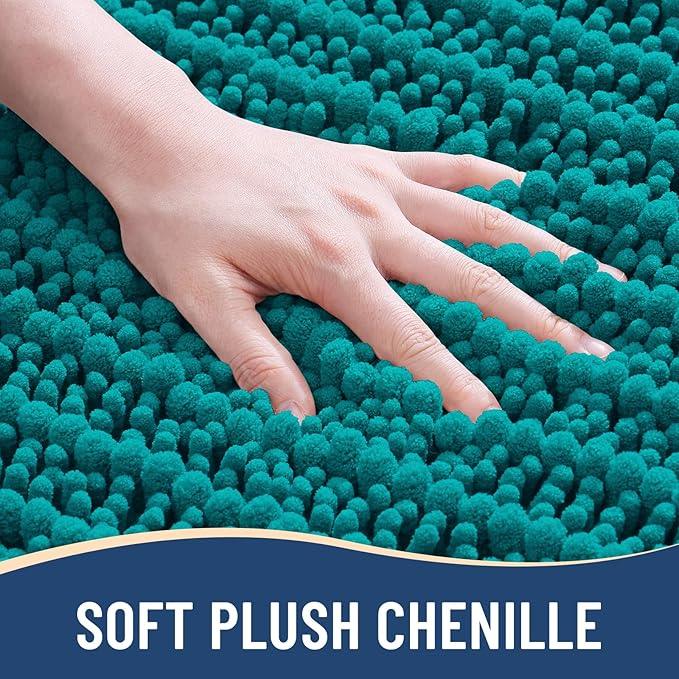 Arotive Luxury Chenille Bathroom Rug Mat, Extra Soft Thick Absorbent Shaggy Bath Rugs, Non-Slip Machine Wash Dry, Plush Bath Mats for Bathroom, Shower and Tub, 47x24, Lake Blue - ModernBath