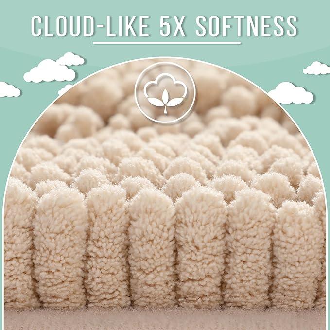 Yimobra Bathroom Rug Mat 32 x 20, Non Slip and Super Absorbent Bath Mat,Machine Washable Quick Dry,Ultra Plush Chenille Shower Rugs for Bathroom Floor Sink Tub and Shower Outside, Beige - ModernBath