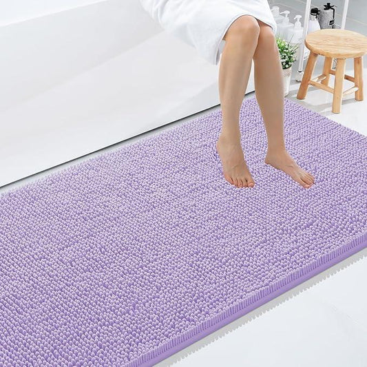 Smiry Luxury Chenille Bathroom Rugs 59x35, Extra Soft and Absorbent Shaggy Bath Mat, Machine Washable, Non-Slip Plush Carpet Runner for Tub, Shower, and Floor, Home Decor Accessories, Purple - ModernBath