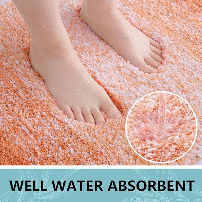 Arotive Microfiber Bathroom Rugs, Shaggy Soft and Absorbent Bath Rug, Non-Slip, Thick Plush Machine Washable Dry Bath Mats for Bathroom, Tub and Shower, 30x20, Orange, Rectangular - ModernBath