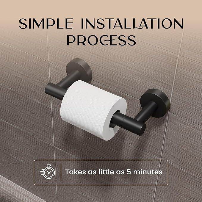 Day Moon™ Matte Black Toilet Paper Holder - Wall Mount Modern Roll Holder for Bathroom - ModernBath