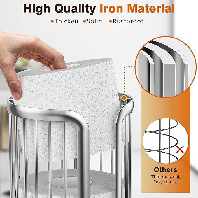 Toilet Paper Holder Stand, Freestanding Toilet Tissue Organizer, Minimalistic Storage Solution, Reserve Mega Rolls,Modern -2PACK Silver - ModernBath