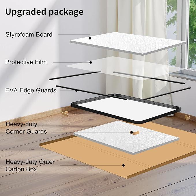 FORBATH 72x36 Inch Oversized Bathroom Mirror for Double Sinks, Brushed Black Deep Frame Full Length Wall Mirror with Rounded Corners, Anti-Rust Tempered Glass (Horizontal/Vertical) - ModernBath