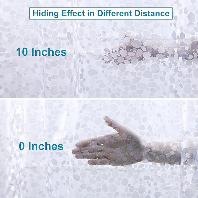 NTBAY EVA Semi-Transparent Clear Shower Curtain with Pebbles, Water-Repellent Liner with 3 Magnets for Bathroom, 72x72 Inches - ModernBath