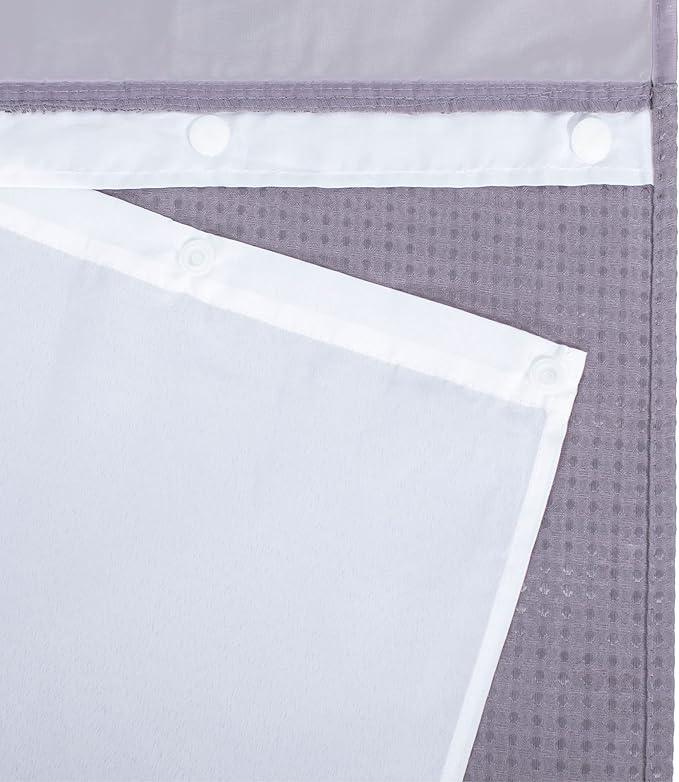 River Dream Heavyweight No Hooks Required Dotted Waffle Weave Shower Curtain with Snap in Liner - 71W x 74H,Hotel Grade,Spa Like Bath Curtain,Lilac - ModernBath