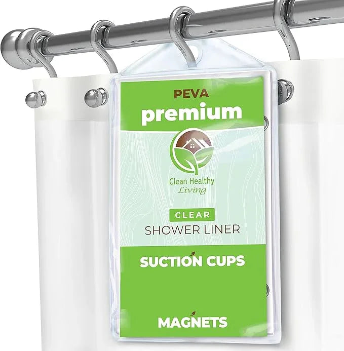 Clean Healthy Living Premium PEVA Clear Shower Curtain Liner with Magnets & Suction Cups - 70 X 71 in. Long - ModernBath