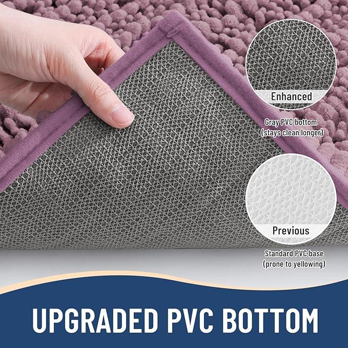 Arotive Luxury Chenille Bathroom Rug Mat, Extra Soft Thick Absorbent Shaggy Bath Rugs, Non-Slip Machine Wash Dry, Plush Bath Mats for Bathroom, Shower and Tub, 30x20, Deep Plum - ModernBath
