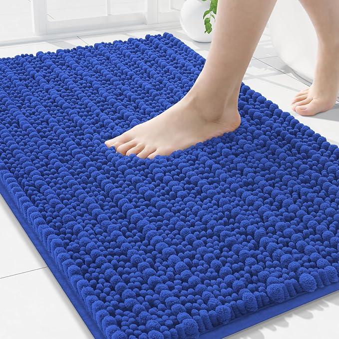 Arotive Luxury Chenille Bathroom Rug Mat, Extra Soft Thick Absorbent Shaggy Bath Rugs, Non-Slip Machine Wash Dry, Plush Bath Mats for Bathroom, Shower and Tub, 30x20, Dark Blue - ModernBath
