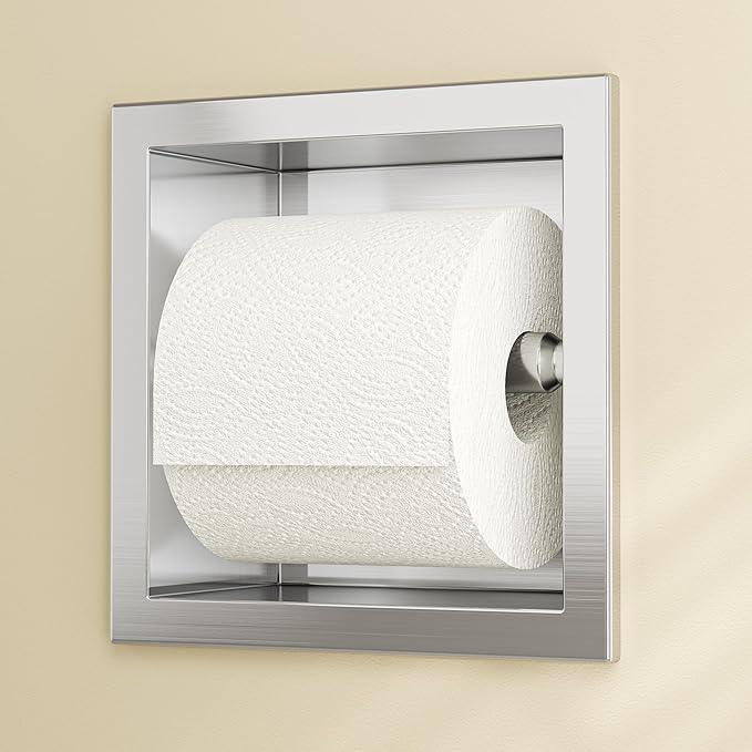 Neodrain Recessed Toilet Paper Holder, Brushed Toilet Paper Holder Built-in, Stainless Steel Recessed Tissue Paper Roll Holder, in Wall - ModernBath