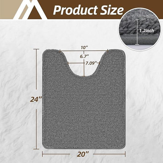 COSY HOMEER Toilet Rugs U-Shaped 24"x20",Soft Absorbent Bath Mat with Non-Slip TPR Backing, Machine Washable Shaggy Bath Rug for Toilet,Dark Grey - ModernBath