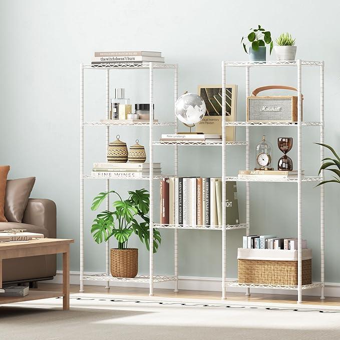 HOMEFORT 5-Shelving Unit, Adjustable Wire Shelving, Metal Wire Shelf Rack Organizer for Kitchen, Pantry, Closet, Bathroom, Laundry, White,21" W x 11" D x 53" H - ModernBath
