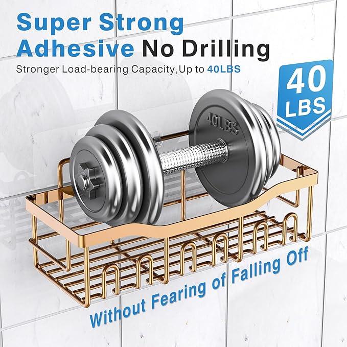 EUDELE Shower Caddy 2 Pack, Adhesive Organizer for Bathroom Storage, Home Decor & Kitchen, No Drilling, Rustproof Stainless Steel Shelf, Bathroom Decor Sets - ModernBath