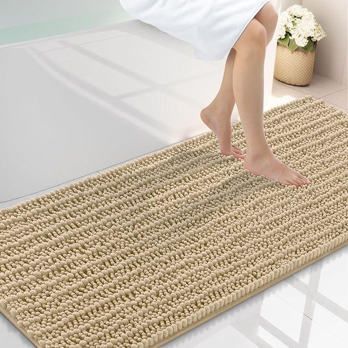 Smiry Bathroom Rugs Mat 59x20, Extra Soft Absorbent Chenille Bath Rugs, Non Slip Rubber Backing Machine Washable Quick Dry Bath Mats for Bathroom Floor, Tub, Shower, Home Decor Accessories, Beige - ModernBath