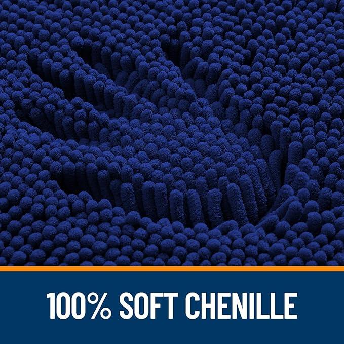 OLANLY Bathroom Rugs 44x24, Extra Soft Absorbent Chenille Bath Rugs, Rubber Backing Quick Dry, Machine Washable Bath Mats for Bathroom Floor, Tub and Shower, Home Decor Accessories, Navy - ModernBath