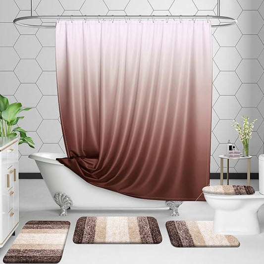 OLANLY Luxury Toilet Rugs U-Shaped 24x20, Extra Soft and Absorbent Microfiber Bathroom Rugs, Non-Slip Plush Shaggy Bath Mat, Machine Wash Dry, Contour Bathroom Mats for Toilet Base, Brown - ModernBath