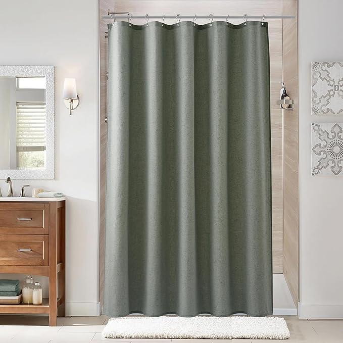 Naturoom Desert Sage 60 Inch Shower Curtain - Stall Narrow Half Linen Ultra Thick Fabric Shower Curtain Set with Hooks, Boho Farmhouse Rustic RV Camper Bath Curtains for Bathroom, 60x72 - ModernBath