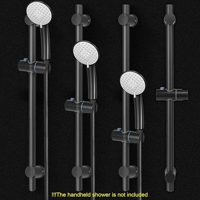 NearMoon Shower Slide Bar with Height/Angle Adjustable Handheld Shower Holder, Bathroom SUS 304 Stainless Steel Shower Head Holder for Bath (Screw Mounted, Matte Black) - ModernBath