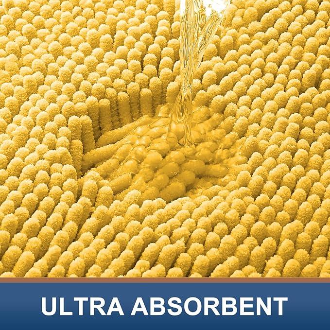 Smiry Luxury Chenille Bathroom Rugs 34x21, Extra Soft and Absorbent Shaggy Bath Mat, Machine Washable, Non-Slip Plush Carpet Runner for Tub, Shower, and Floor, Home Decor Accessories, Yellow - ModernBath