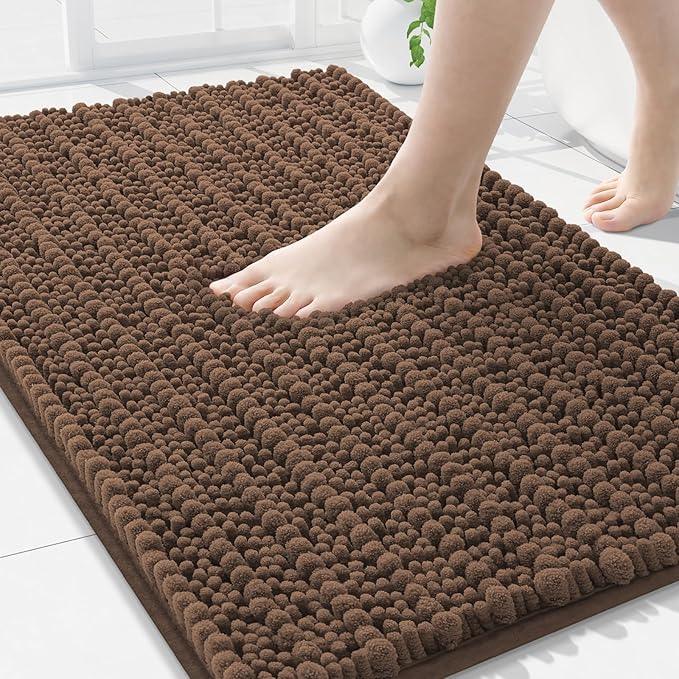 Arotive Luxury Chenille Bathroom Rug Mat, Extra Soft Thick Absorbent Shaggy Bath Rugs, Non-Slip Machine Wash Dry, Plush Bath Mats for Bathroom, Shower and Tub, 36x24, Mocha - ModernBath
