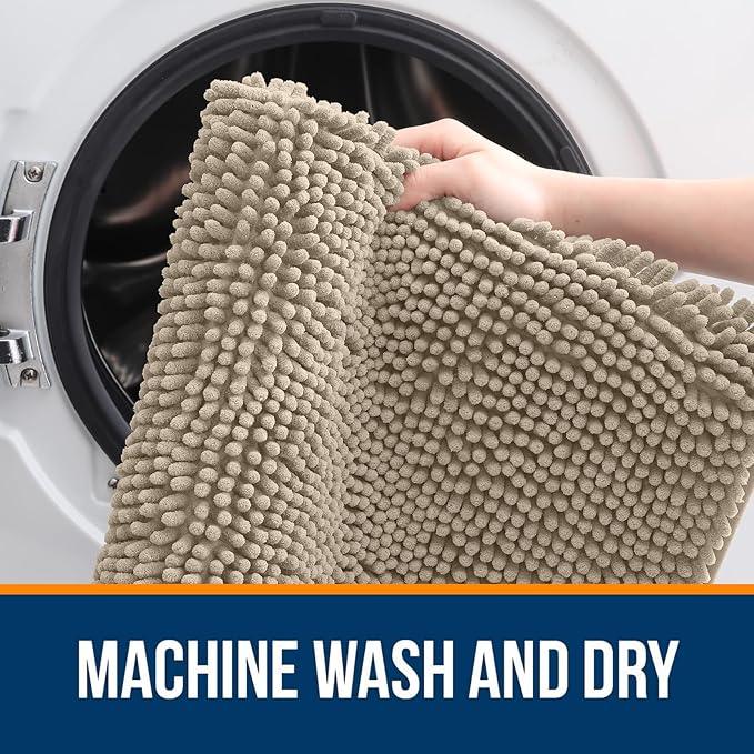 OLANLY Bathroom Rugs 30x20, Extra Soft Absorbent Chenille Bath Rugs, Rubber Backing Quick Dry, Machine Washable Bath Mats for Bathroom Floor, Tub and Shower, Home Decor Accessories, Warm Taupe - ModernBath