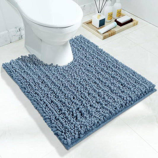 Yimobra Toilet Rug U Shaped Washable 24x20 Inch - Ultra Soft Absorbent Chenille Bath Rugs for Toilet, Quick Dry & Machine Washable, Non Slip Contour Bathroom Mat, Denim Blue - ModernBath