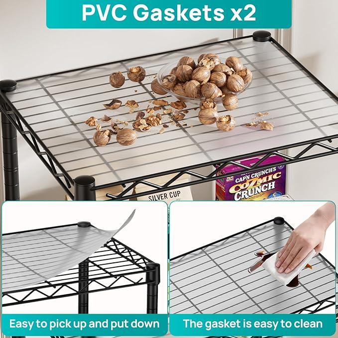 SINGAYE 4 Small Shelves Storage Shelf Wire Shelving Unit Metal Shelf Adjustable Organizers Storage Shelving with Wheels for Bathroom Laundry Room Kitchen Pantry11.5”D x 17.3”W x 44.5”H Black - ModernBath