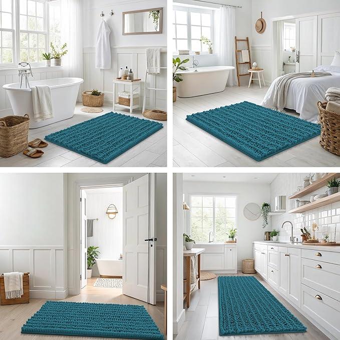 Smiry Bathroom Rugs Mat 30x20, Extra Soft Absorbent Chenille Bath Rugs, Non Slip Rubber Backing Machine Washable Quick Dry Bath Mats for Bathroom Floor, Tub, Shower, Home Decor Accessories, Lake Blue - ModernBath