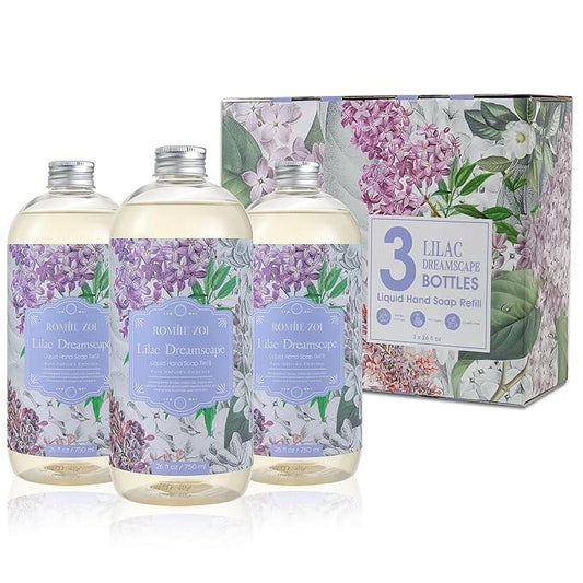 ROMIIE ZOI Liquid Hand Soap Refill Gift Set – 3 Pack (26 Fl Oz Each), Lilac Scent, Moisturizing & Biodegradable, Gentle Formula with Essential Oils for Kitchen, Bathroom - ModernBath