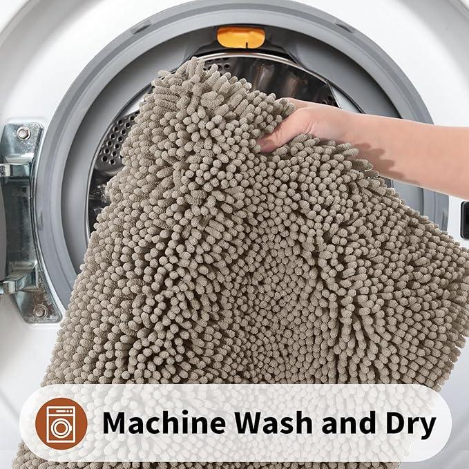 Yimobra Toilet Rugs U Shaped Washable - 24"x20" Non Slip Plush Contour Bath Rugs for Toilet - Super Soft Absorbent Quick Dry Toilet Mats for Bathroom,Camel - ModernBath