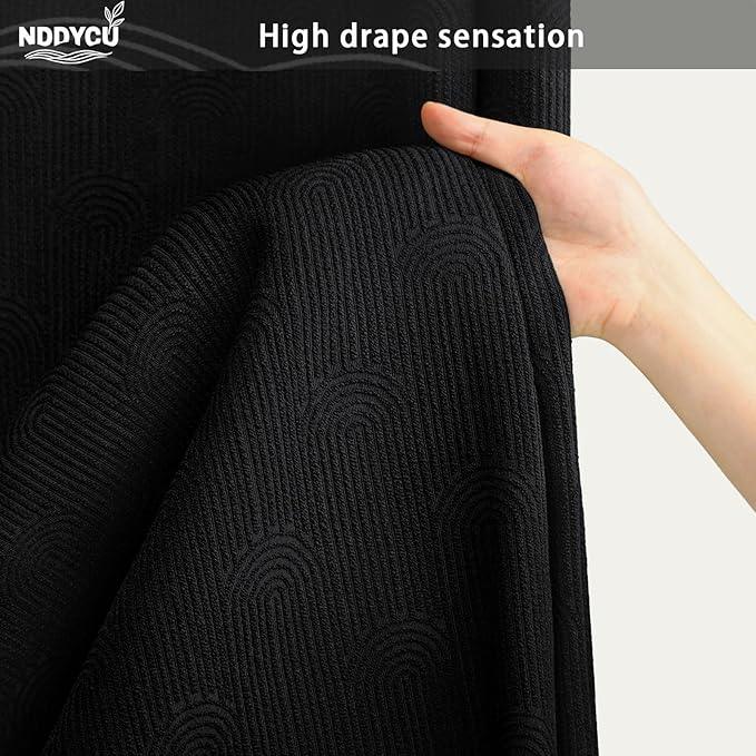 NDDYCU Black Shower Curtain Boho Cotton Texture Mid Century Minimalist Arch Shower Curtain for Bathroom,Ivory 72" W X 72" L - ModernBath