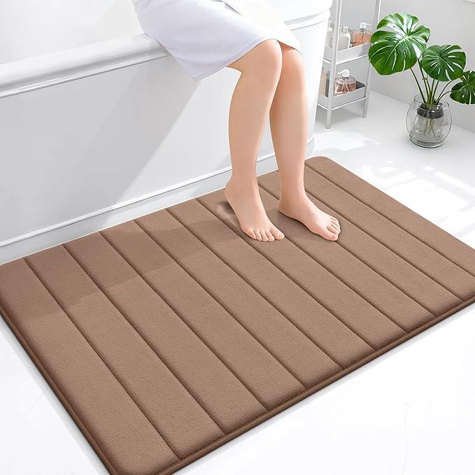 OLANLY Memory Foam Bath Mat 44x32, Super Soft Absorbent Bathroom Rugs, Quick Dry, Machine Washable Shower Floor Rugs, Bathmat Carpet, Bathroom Home Decor Accessories, Mocha - ModernBath