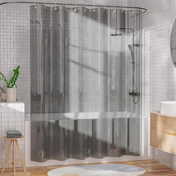 AmazerBath Shower Curtain Liner, 100% EVA Luxury Soft Clear Grey Heavy Duty Shower Curtain and Liner 2-in-1, 72x72 Plastic Weighted Bathroom Shower Curtain, 12 Rustproof Grommets & Heavyweight Stones - ModernBath
