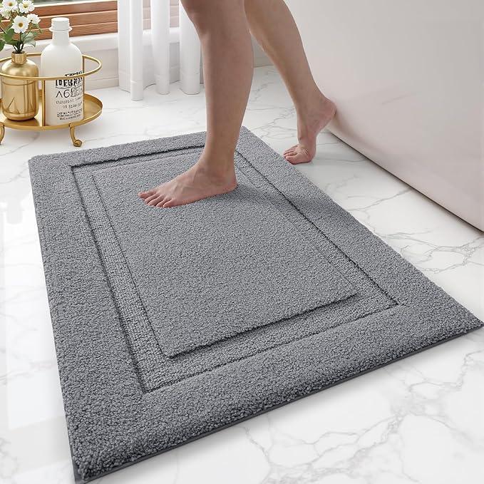 LUMI Ultra Soft Bathroom Rugs Non Slip with Rubber Backing, Absorbent Washable Bath Mat Quick Dry, Upgraded Premium Microfiber Plush Carpet for Bathtub and Shower Floor, Dark Grey, 17x30 - ModernBath