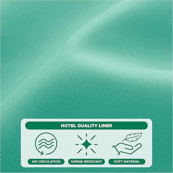 Biscaynebay Quality Fabric Shower Curtain Liners 72 Inch by 72 Inch, Teal Water Resistant Bathroom Curtains Rust Resistant Grommets & Weighted Bottom Hem Machine Washable - ModernBath